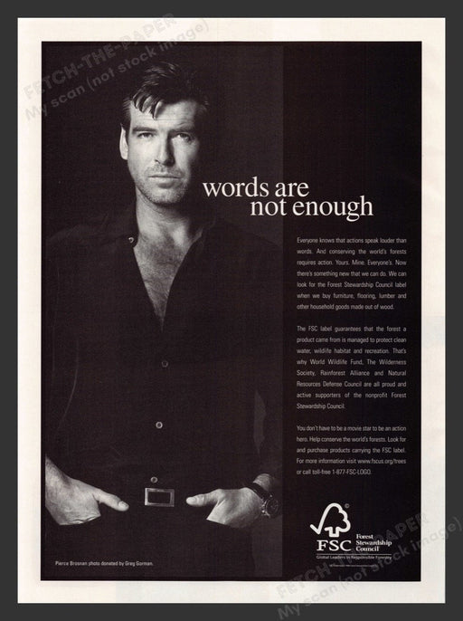 2000 Forest Stewardship Council with Pierce Brosnan Print Advertisement Ad