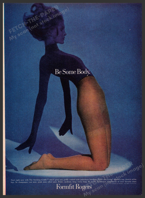Formfit Rogers 1960s Print Advertisement 1969 "The Stocking Girdle" Legs Hosiery Fetch the Paper!