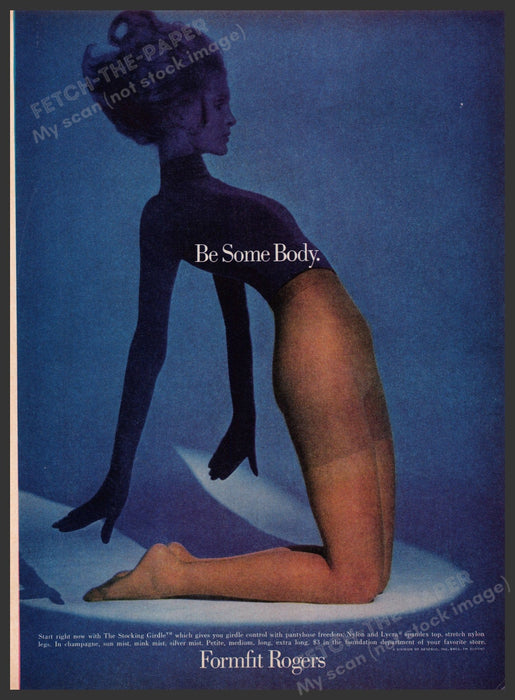Formfit Rogers 1960s Print Advertisement 1969 "The Stocking Girdle" Legs Hosiery Fetch the Paper!