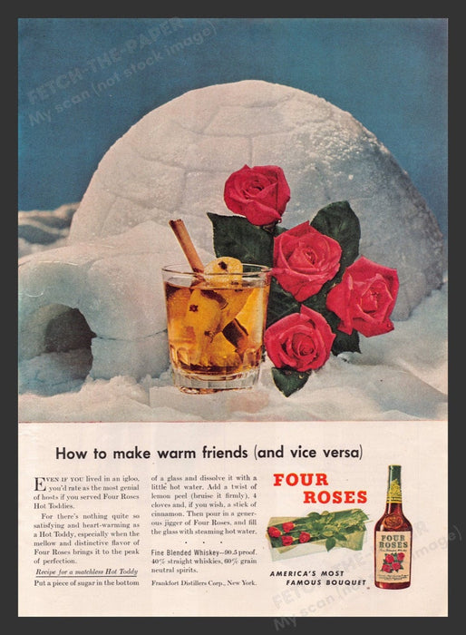 1948 Four Roses Whisky Igloo Print Advertisement Ad