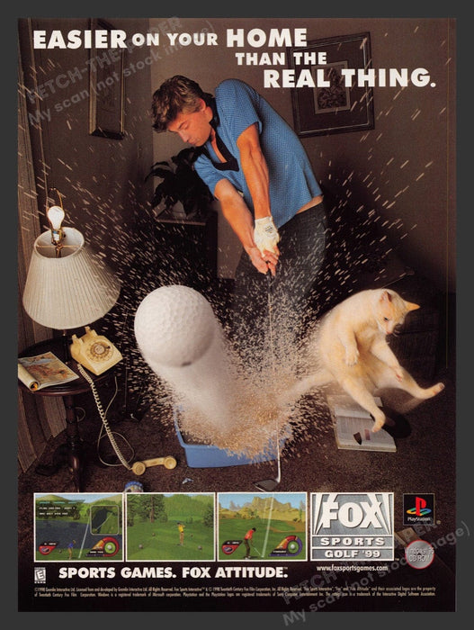 1998 Fox Sports Golf '99 Cat Video Game Print Advertisement