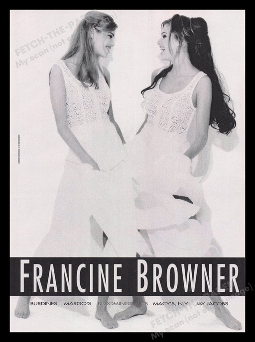 Francine Browner 1990s Print Advertisement Ad 1993 Clothing Laughing Models Fetch the Paper!