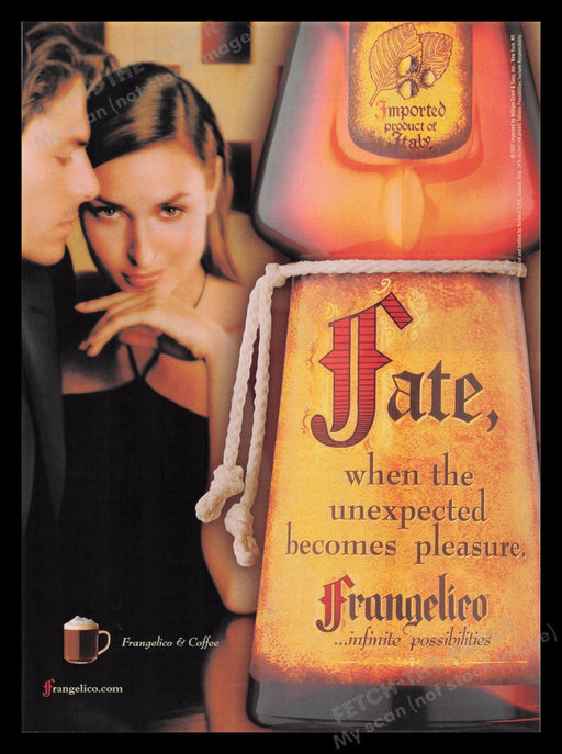 Frangelico 2000s Print Advertisement 2001 "When the Unexpected Becomes Pleasure" Fetch the Paper!