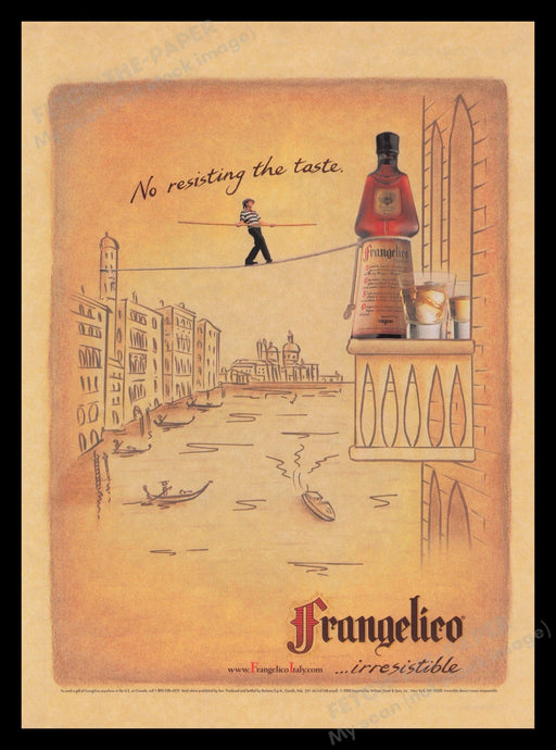 Frangelico Venice Italy Tight Rope Walker 2000s Print Advertisement 2000 Fetch the Paper!