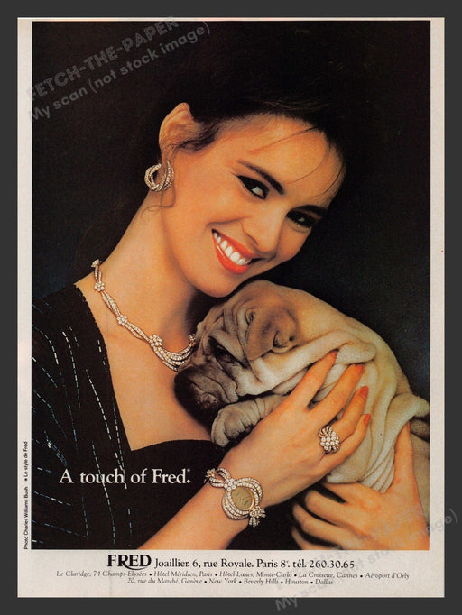 Fred Jewelry Shar-Pei Puppy 1980s Print Advertisement 1983 Fetch the Paper!