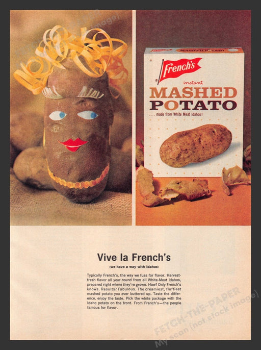 1964 French's Instant Mashed Potato "Vive La French" Print Advertisement Ad