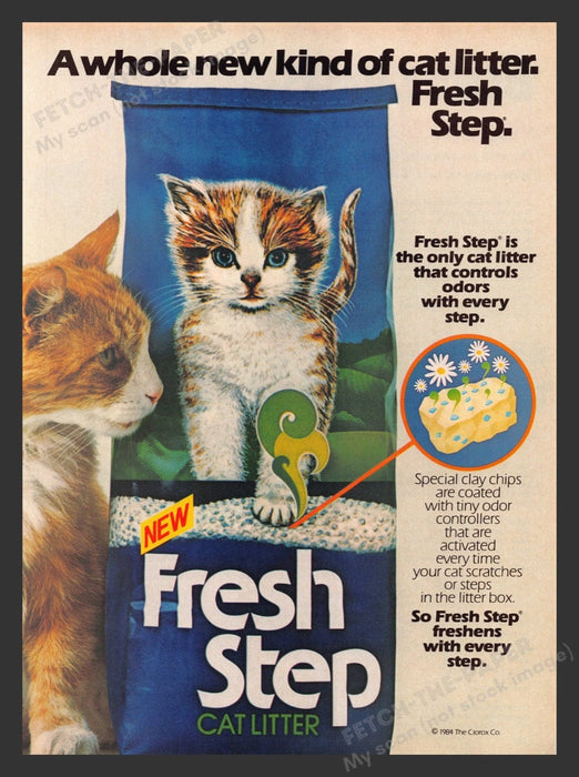 1984 Fresh Step Cat Litter Orange and White Cat Print Advertisement Ad