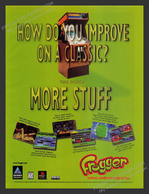 1997 Print Advertisement Frogger Arcade Video Game Ad.