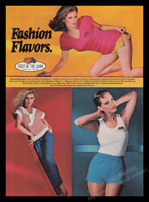 Fruit Of The Loom Clothing 1970s Print Advertisement Ad 1979 Legs Women Fetch the Paper!