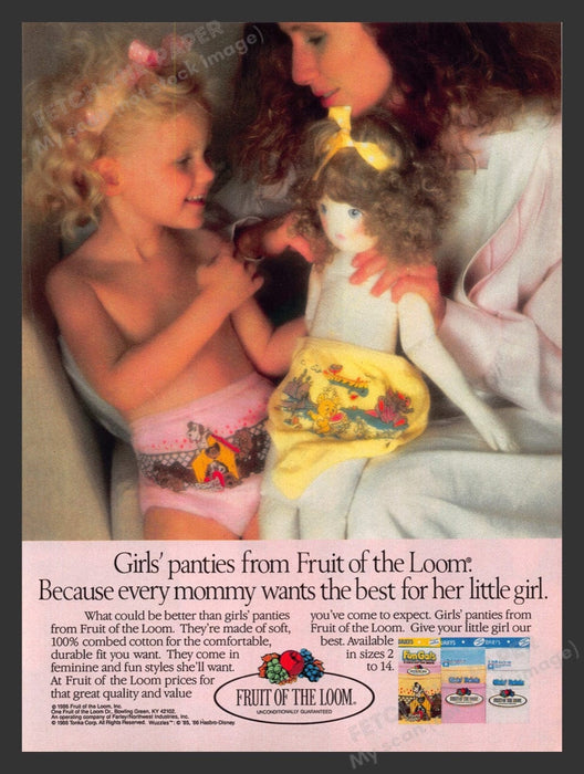 1987 Fruit of the Loom Fun Gals Girls' Panties Print Advertisement Ad