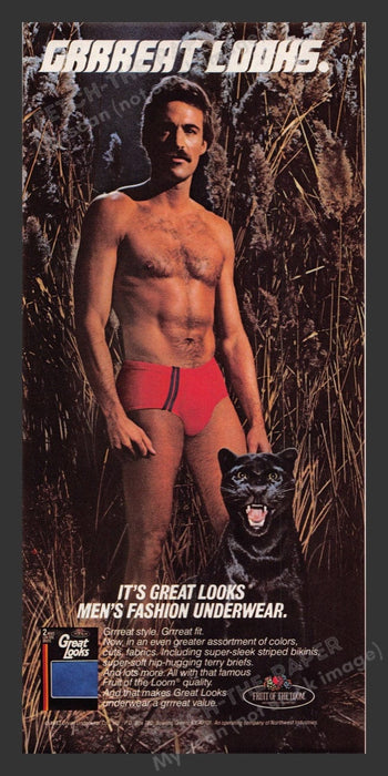 1983 Fruit of the Loom "Great Looks" Men's Underwear Print Advertisement Ad