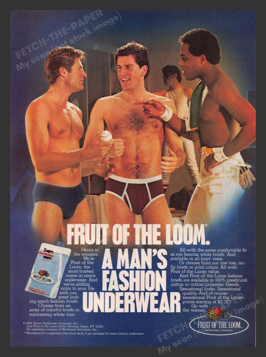 1984 Fruit of the Loom Lockeroom Men's Underwear Print Advertisement Ad