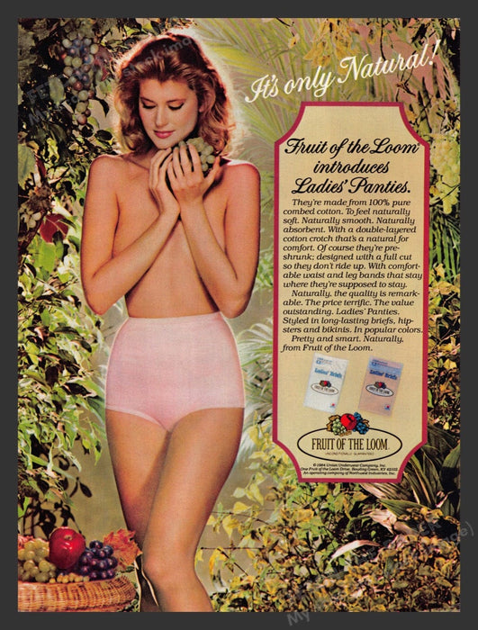 1984 Fruit of the Loom Women's Panties Garden Topless Print Advertisement Ad