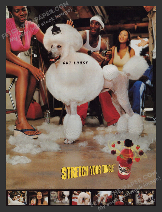 2002 Print Advertisement Fruitopia Beverage Poodle Stretch Your Tongue Ad.