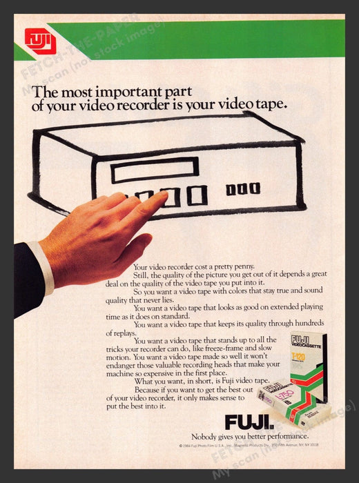 1984 Fuji Videocassette T-120 & L-750 Tapes Print Advertisement Ad