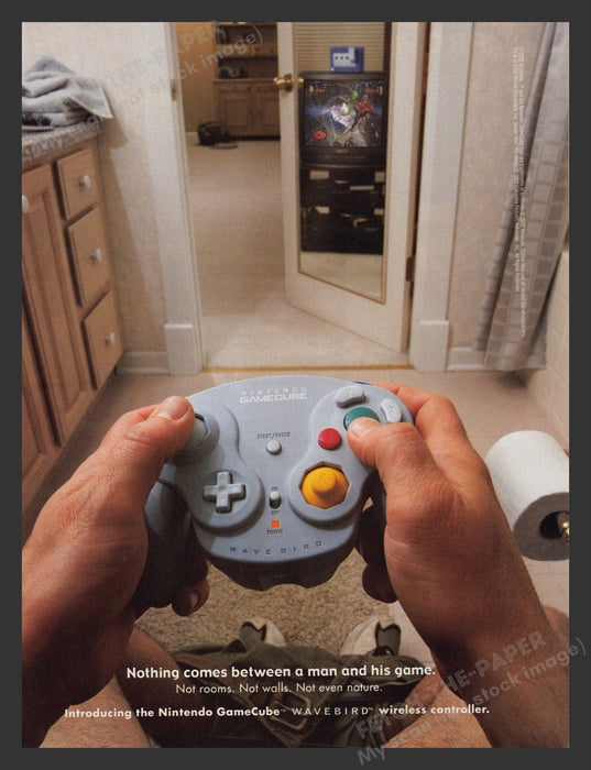 2002 Nintendo GameCube Playing from the Toilet Video Game Print Advertisement