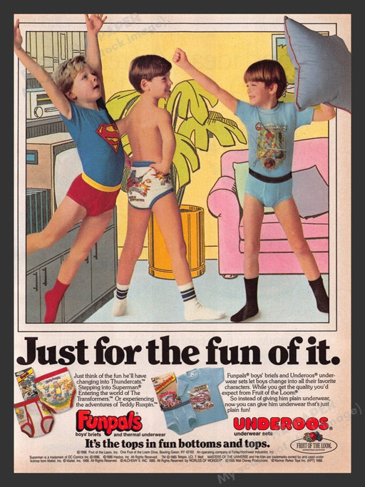 1986 Funpals & Underoos Fruit of the Loom Print Advertisement Ad