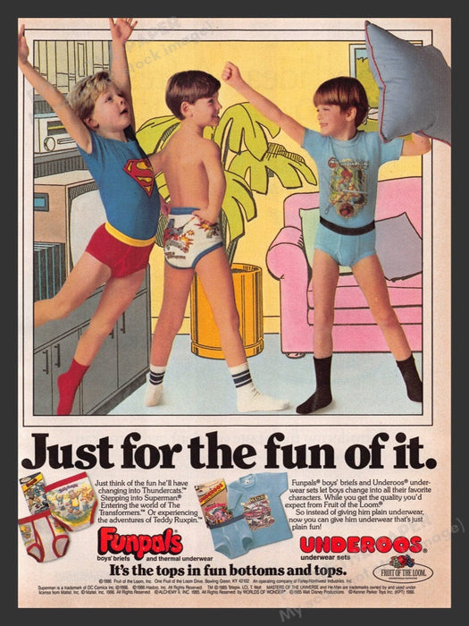 1986 Funpals & Underoos Fruit of the Loom Print Advertisement Ad