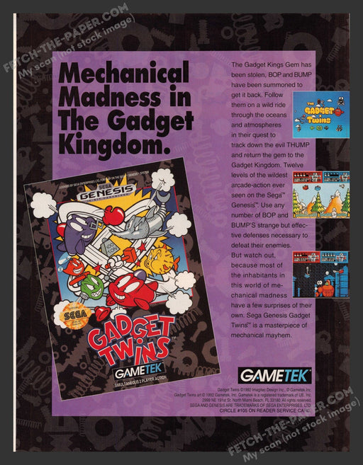 1992 Print Advertisement Gadget Twins Video Game Ad.