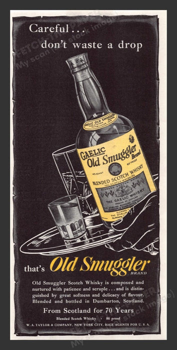 1948 Gaelic Old Smuggler Blended Scotch Whisky Print Advertisement Ad
