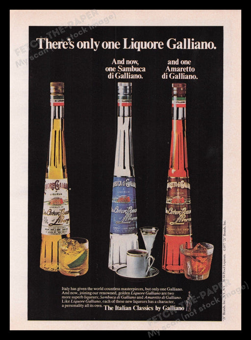 Galliano Liqueur 1970s Print Advertisement Ad 1977 Italian Classic Fetch the Paper!