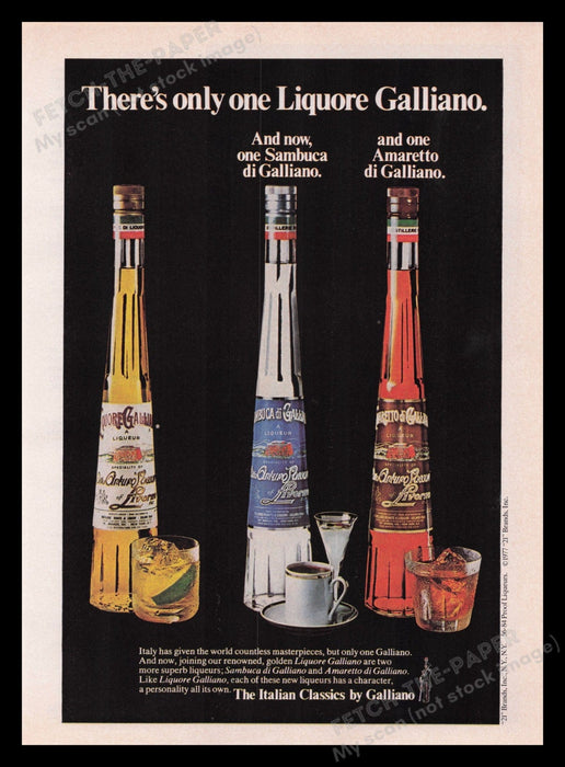 Galliano Liqueur 1970s Print Advertisement Ad 1977 Italian Classic Fetch the Paper!