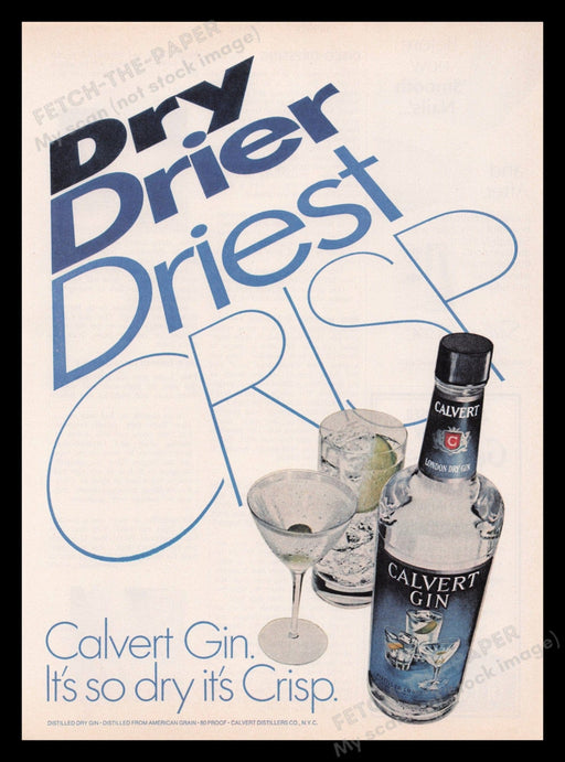 Galvert Gin 1970s Print Advertisement Ad 1979 Bottle Promo Fetch the Paper!
