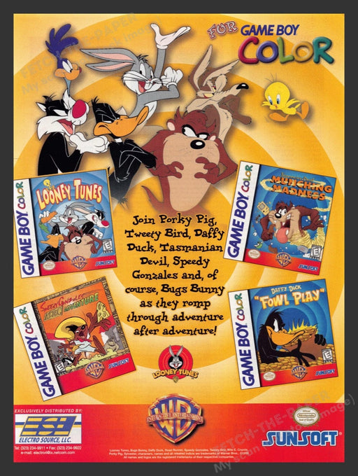 2000 Game Boy Color with Looney Tunes Video Game Print Advertisement