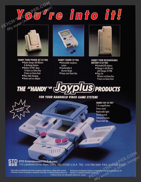 1992 Print Advertisement Game Boy "Handy" Joyplus Accessory Video Game Ad.