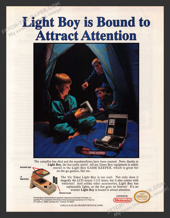 1992 Print Advertisement Game Keeper / Light Boy Accessory Video Game Ad.