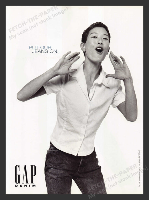 Gap Denim Jeans Androgynous Model 1990s Print Advertisement 1996 Fetch the Paper!