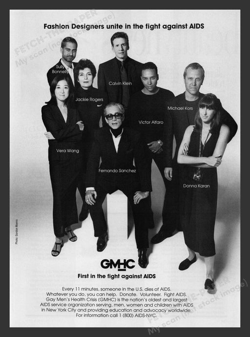 Gay Men's Health Crisis GMHC Fight AIDS Fashion Designers 1990s Print Ad 1996 Fetch the Paper!