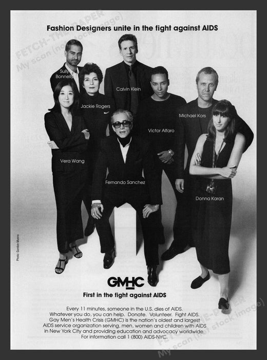 Gay Men's Health Crisis GMHC Fight AIDS Fashion Designers 1990s Print Ad 1996 Fetch the Paper!