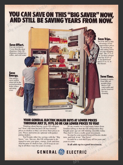 1979 General Electric "Big Saver" Refrigerator Print Advertisement Ad