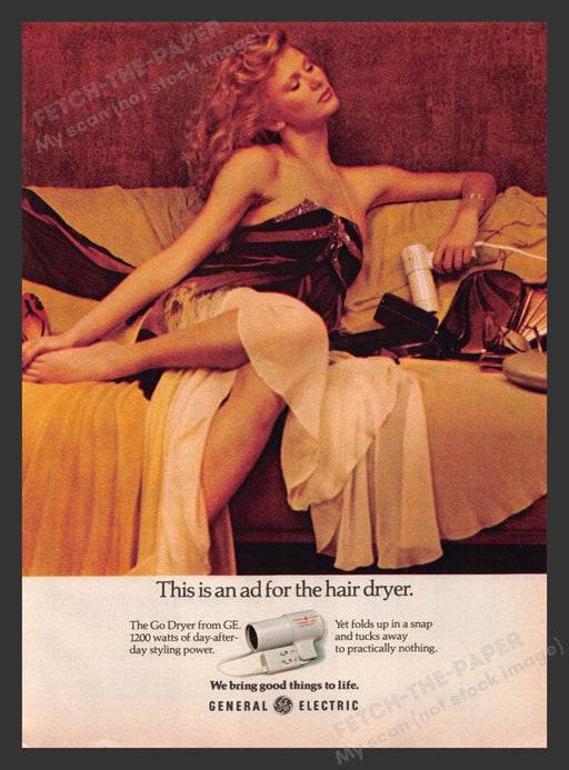 1980 General Electric The Go Dryer Sexy Blonde & Legs Print Advertisement Ad