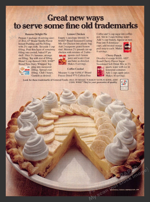 1979 General Foods Corporation "Banana Delight Pie" Recipe Print Advertisement