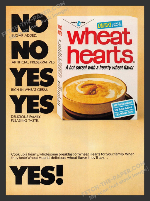 1983 Print Advertisement General Mills Wheat Hearts Hot Cereal Food Ad.