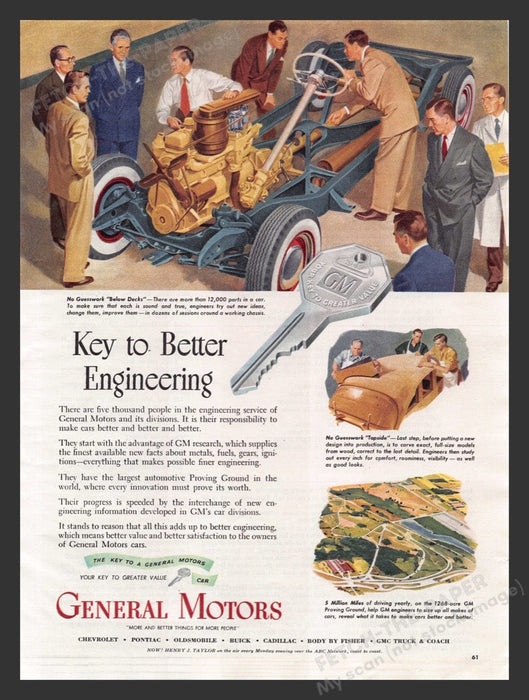 1949 General Motors Key to Better Engineering Print Advertisement Ad