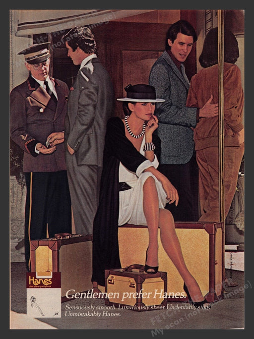 1981 Gentlemen Prefer Hanes Hosiery Hotel Bellhop Print Advertisement Ad