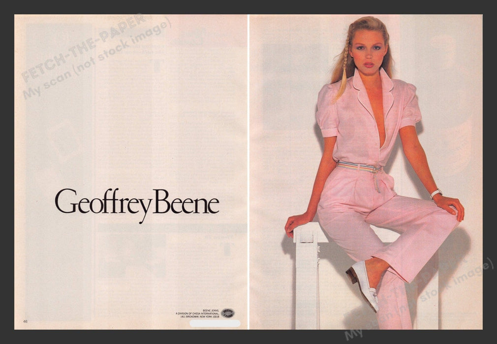 Geoffrey Beene Jeans Sweet Model 1980s Print Advertisement (2 pages) 1980 Fetch the Paper!