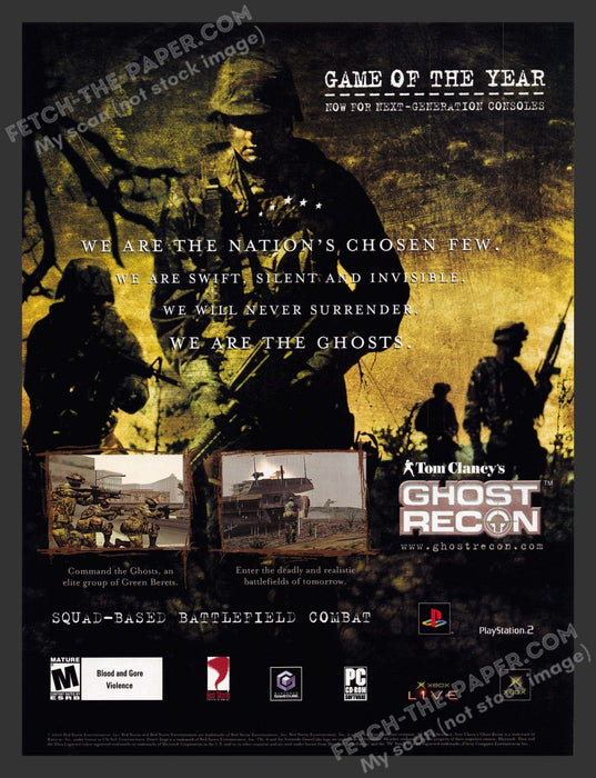 2002 Ghost Recon Tom Clancy Video Game Print Advertisement.