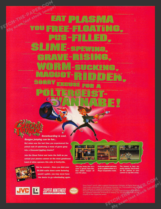 1990s Ghool Patrol Video Game Print Advertisement