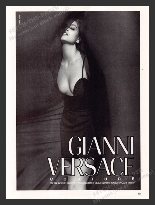 1990 Gianni Versace Cindy Crawford Herb Ritts Print Advertisement Ad