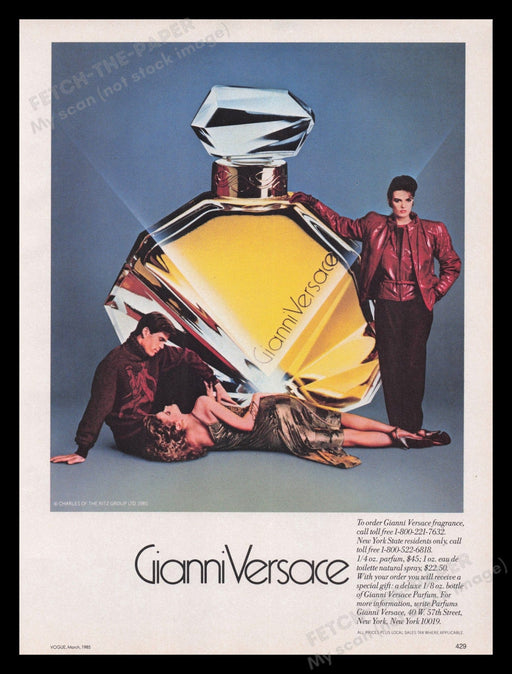 Gianni Versace Perfume 1980s Print Advertisement Ad 1985 Fetch the Paper!
