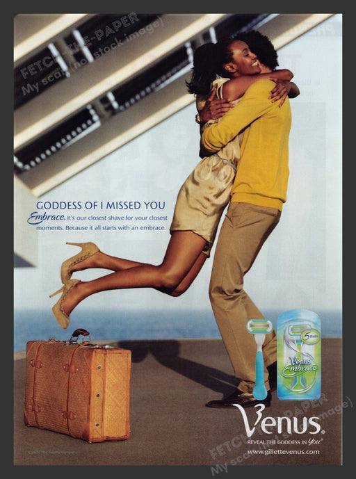 Gillette 2000s Print Advertisement 2010 Venus Embrace Legs Tavel Razor Fetch the Paper!