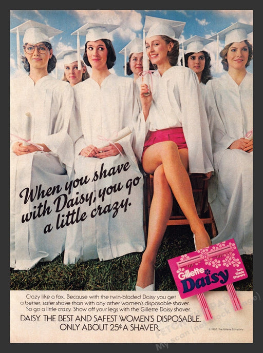 1983 Gillette Daisy Twin Blade Sexy Legs Graduation Print Advertisement Ad