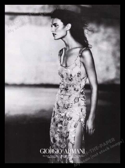 Giorgio Armani 1990s Print Advertisement Ad 1998 Dress Skinny Model Fetch the Paper!