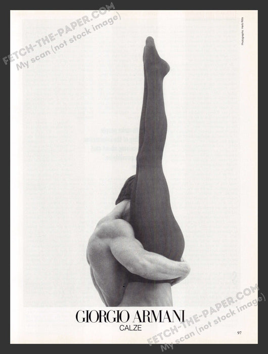 1990 Print Advertisement Giorgio Armani Calze Herb Ritts Photo Hosiery Ad.