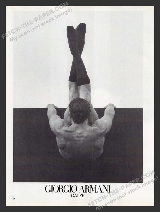 1990 Print Advertisement Giorgio Armani Calze Herb Ritts Photo Hosiery Men's.