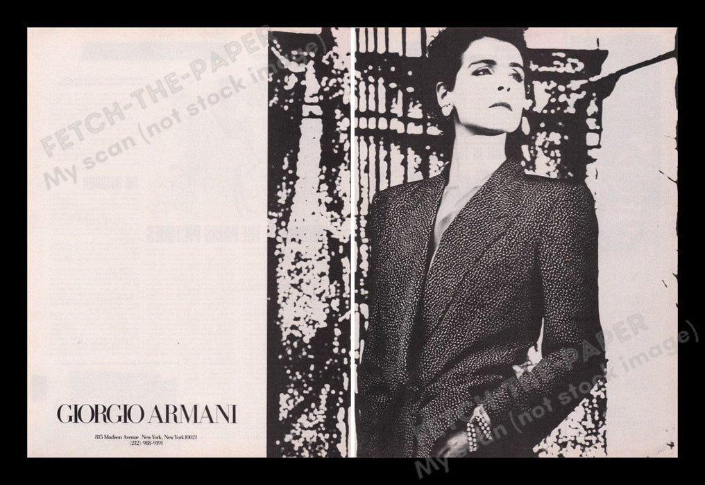 Giorgio Armani Clothing 1980s Print Advertisement (2 pages) 1985 Fetch the Paper!